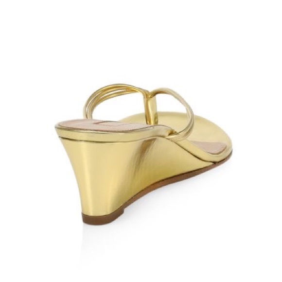 Aquazurra Pedi Gold Metallic Leather Wedge Sandals BNIB Sz EU 40 - Picture 3 of 15
